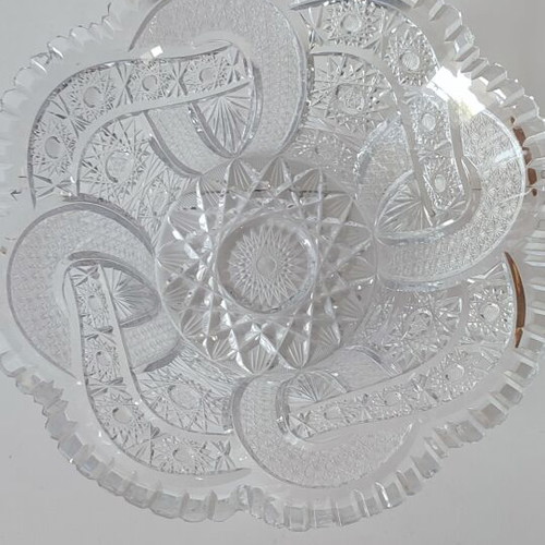 Vintage Bohemia Lead Crystal Bowl with Pinwheel Design