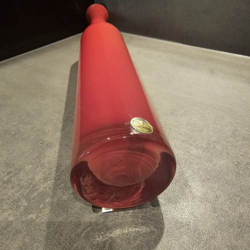 Royal Leerdam Ligne Libre red vase by Siem van de Marel 1993 like new