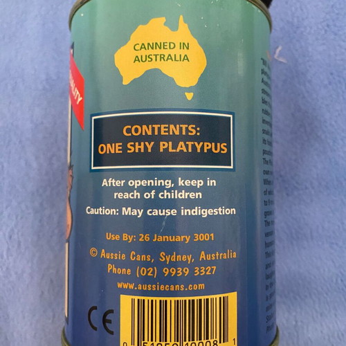 Plush Platypus Toy new in gift tin from Australia