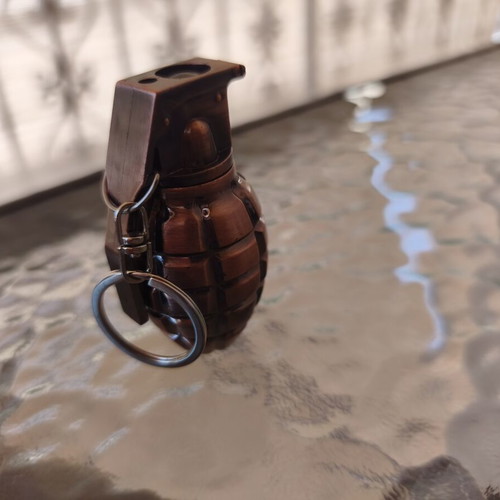 Grenade Keychain with Laser Light new, beige A.P.C.