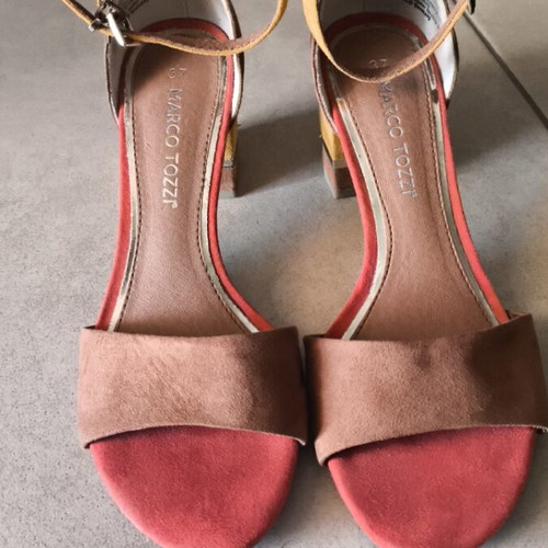 Marco Tozzi suede sandals size 37 like new, comfortable 6cm heel