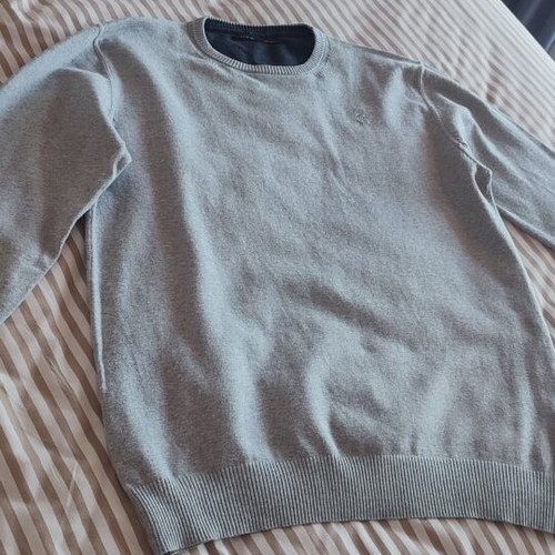 Gin tonic knitted long-sleeve sweater, gray, size M