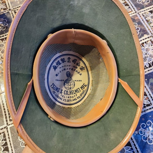 WW2 Pith Helmet Singapore Made used, tropical sun protection