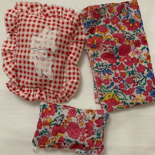 Handmade doll pillowcases and sheet used