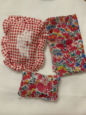 Handmade doll pillowcases and sheet used