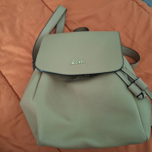 KEM drawstring backpack bag used, beige
