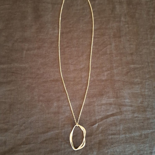 Minimal long necklace with sculptural silver 925 motif