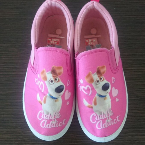 Slip-ons girls' shoes like new, size 31, pink with The Secret Life of Pets print