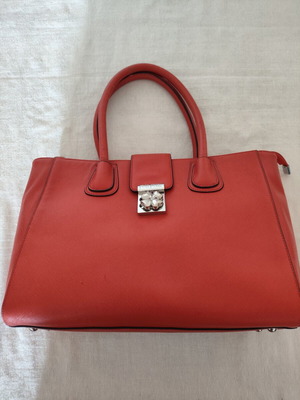Folli Follie Ladies Handbag used, burnt orange with flower fastening