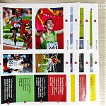  4 καρτέλες με αυτοκόλλητα από την συλλογή της Sportime 100 παγκόσμια ρεκόρ του κλασικού αθλητισμού