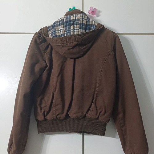 Brown jacket with hood size XS like new