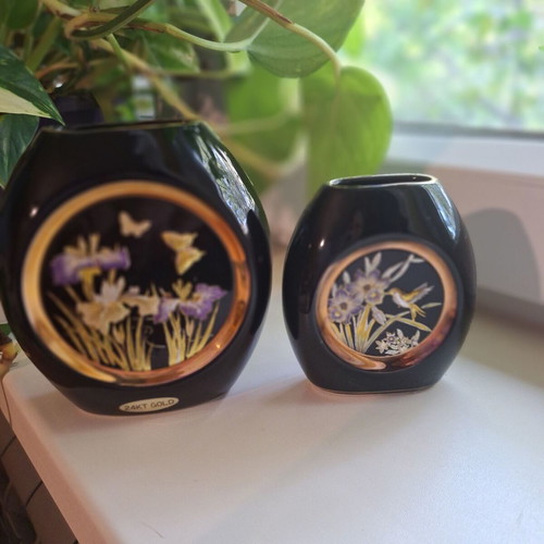 Two Japanese porcelain vases 24KT gold, new