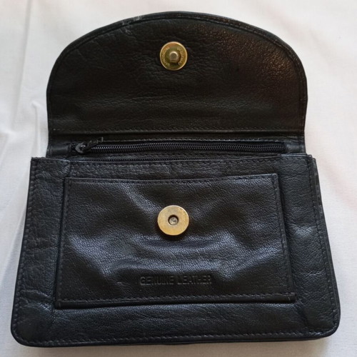 Men's leather wallet used, black genuine leather belt pouch