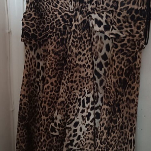 Wallis Midi Leopard Dress Sleeveless New with Waist Tie and Ruffles