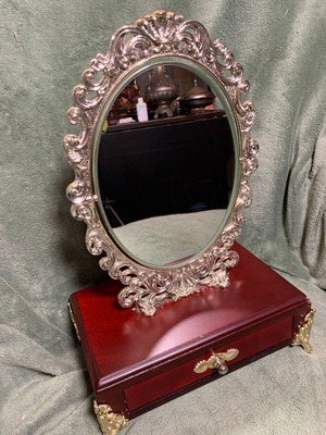 Small Antique Style Jewelry Box Dressing Table with Mirror like new