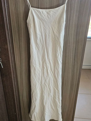 Γυναικείο μίντι/μάξι slip φόρεμα Zara, εκρού