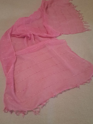 Pink summer scarf like new, 1.70×66, airy weave
