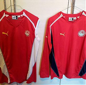 Δυο Προπονητικα Μπλουζακια Ολυμπιακου (Μακρυμανικο Medium, Αμανικο Large) Πωλουνται Πακετο