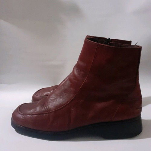 Leather ankle boots used, red, size 40, Smooth by Studio Viokon