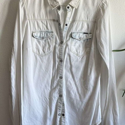 Denim jeans women's shirt Stradivarius new, white, Small