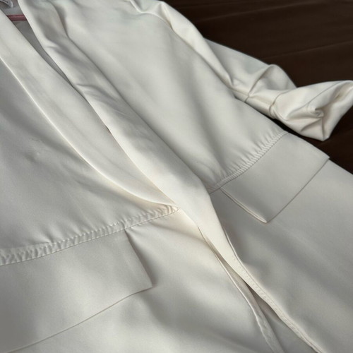 White blazer size S used with shoulder pads and ruched sleeves