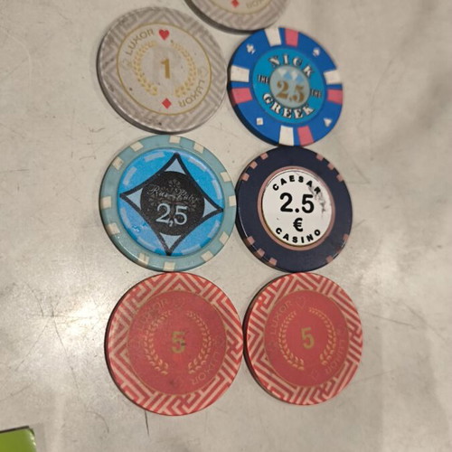 Casino chips used, authentic club tokens for keychains or souvenirs