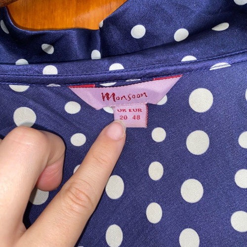 Monsoon Polka Dot Silk Top like new, plus size L