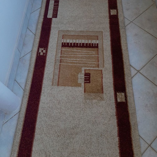 Carpet runners set of 3 used, burgundy and beige