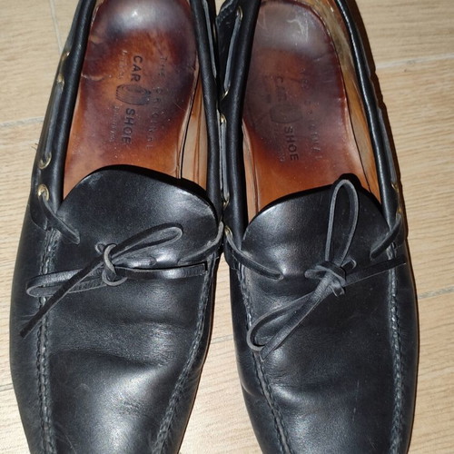 Car Shoe black leather driving moccasins used, size 43