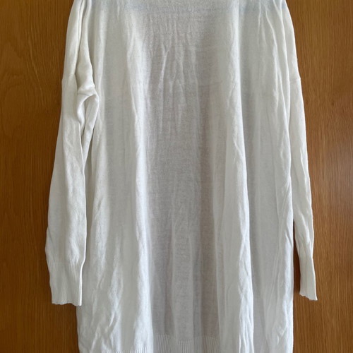 Rococo cotton cardigan with distressed style, white, Small-Medium