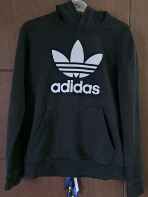 Παιδικό φούτερ Adidas μεταχειρισμένο με κουκούλα, μαύρο, για 12-13 ετών