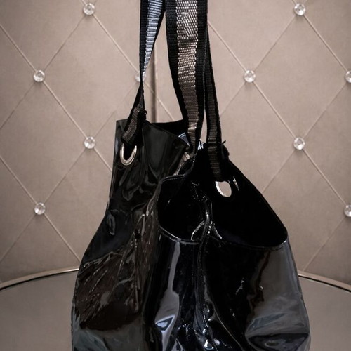 Large black patent leather weekend bag new
