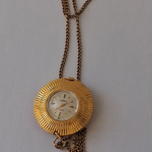 Retro Chaika Gold Plei Women's Winding Necklace Watch like new