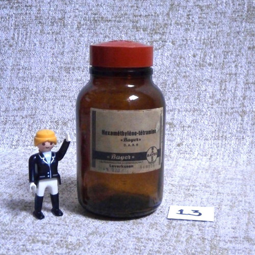 Pharmacy bottle used vintage German Bayer Leverkusen 1950s amber color