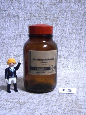 Pharmacy bottle used vintage German Bayer Leverkusen 1950s amber color