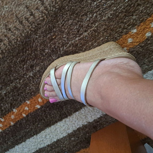 Leather gold platform shoes used