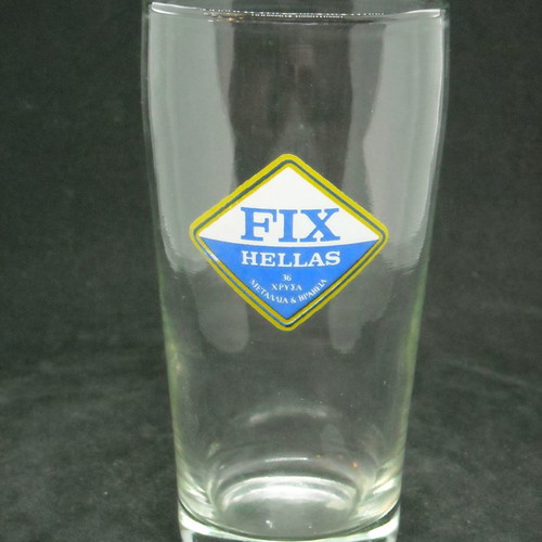 Glass promotional FIX HELLAS glass used, vintage, blue