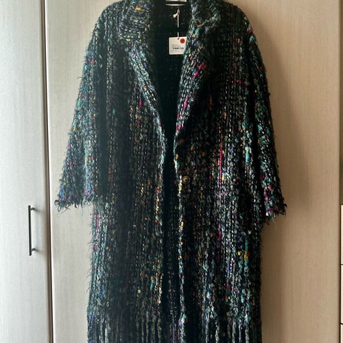 Wool coat with fringes new, colorful, one size
