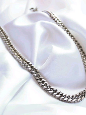 Curb chain necklace stainless steel 50 cm new, silver
