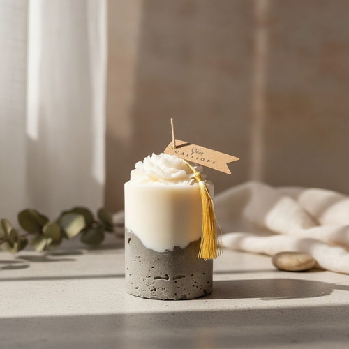 Calliope Cement Candle new, minimal with concrete base