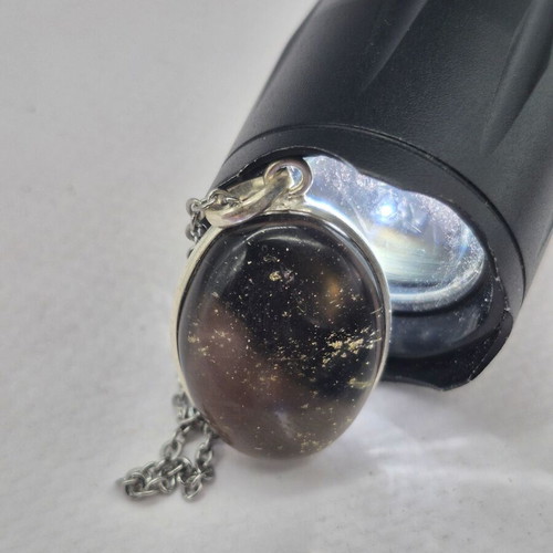 Smoked Quartz Silver 925 Teardrop Pendant Oval Cabochon Crystal