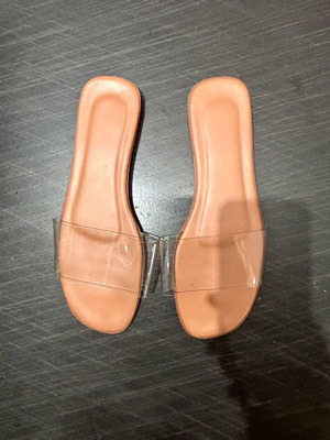 Flat sandals with transparency size 37 like new, beige