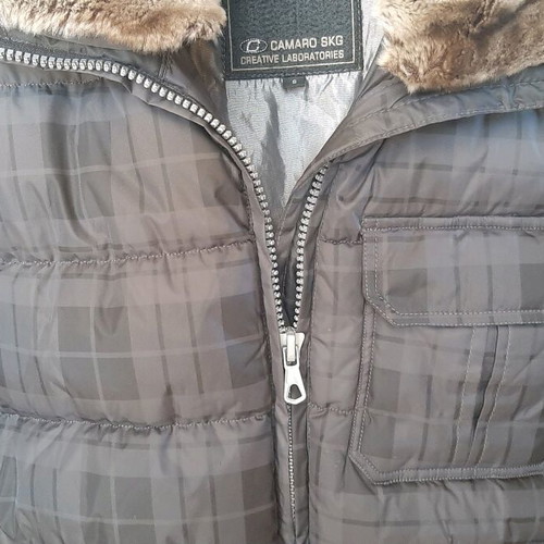 Camaro Puffer Jacket Size S Like New, Black and Grey