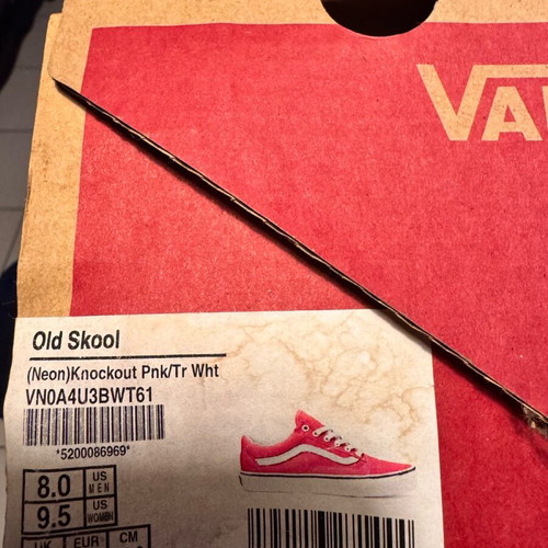 Vans Old Skool sneakers like new, neon pink and white, size 40.5
