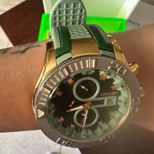 Breeze wristwatch used, green and gold unisex