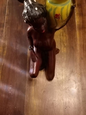 Vintage African Woman Statue used, Clalkware 1950-1960
