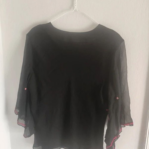Silkland silk blouse with embroidered flowers, like new, size XL