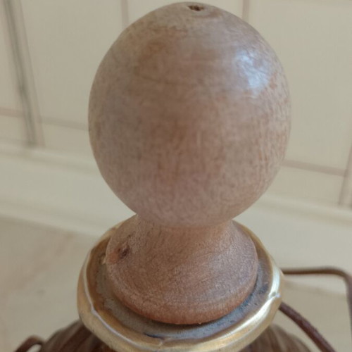 Vintage souvenir vermouth bottle with leather strap and wooden stopper like new