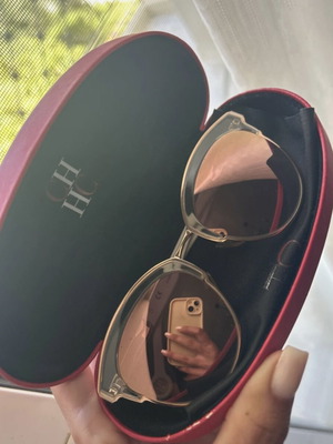 Carolina Herrera women's sunglasses used, pink-gold mirror lens
