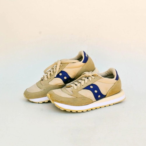 Saucony Y2K Beige Purple Retro 90s Athletic Sneakers, size 38